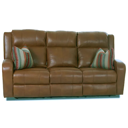 Reclining Leather Sofa with Pillows